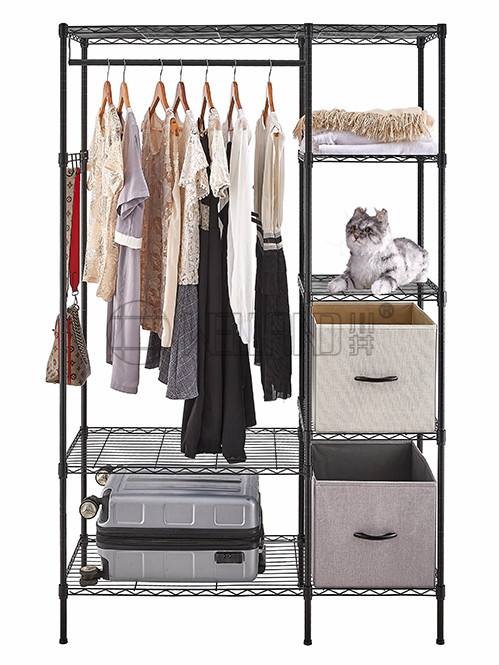 簡易衣柜-加粗加固加厚碳鋼收納架-雙人出租房用鋼架布藝衣櫥（1）