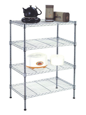 落地鍍鉻線網多功能置物架