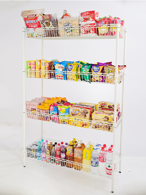 四層食品零食網籃貨架