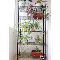 陽臺窗臺植物種植花草置物架_可調節層距的線網金屬盆栽層架