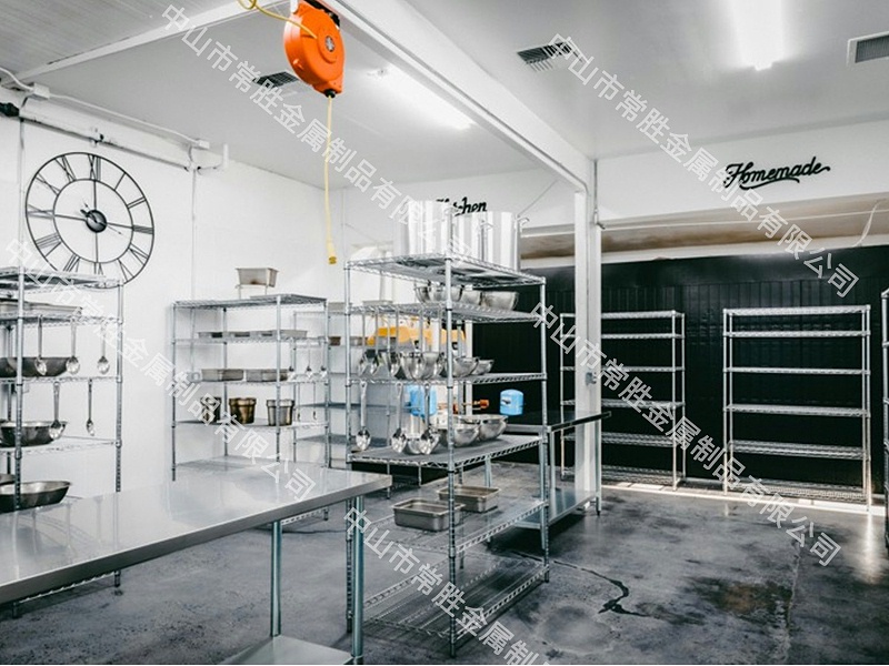 線網型商用廚房儲物架案例