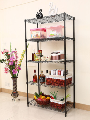 落地碳灰色輕型線網置物架-川井