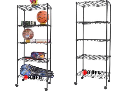 南美市場爆款五層黑色烤漆線網收納架簡介