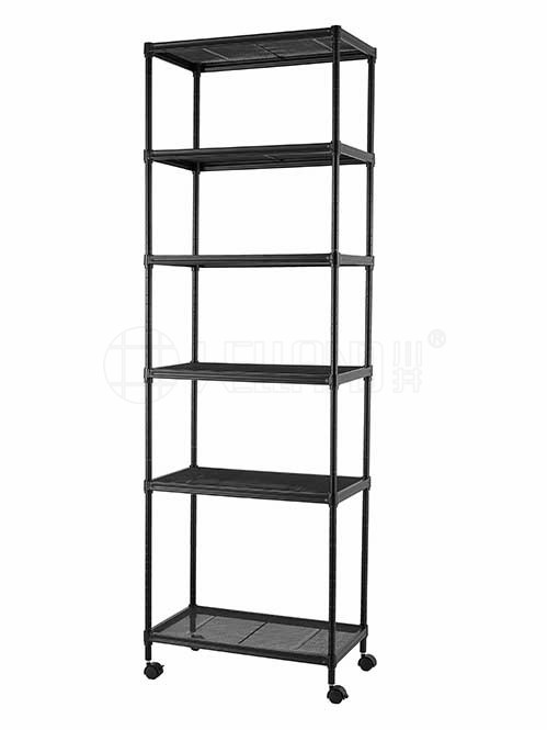 可移動黑色拉網置物架 落地鐵藝收納架 五層（4）
