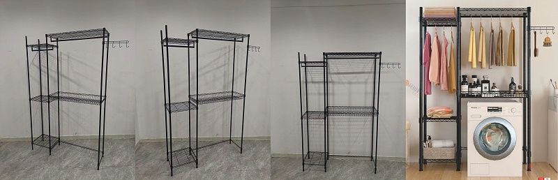 新款簡易兩列經濟環保噴粉洗衣機架 -川井置物架線網貨架-中山常勝