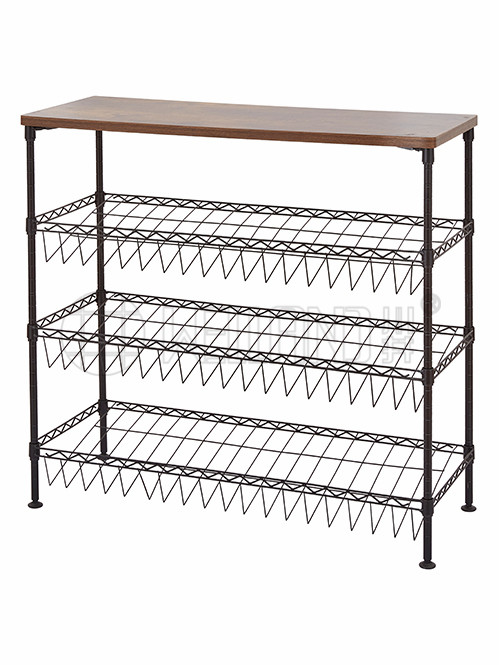 復古風多層鋼木鞋架