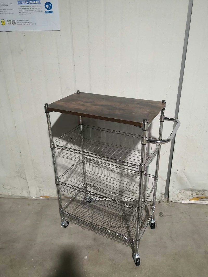 新款四層帶層板網籃推車 (3)