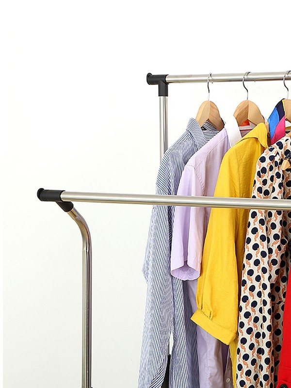 伸縮雙桿落地掛衣置物架 伸縮雙桿落地掛衣置物架