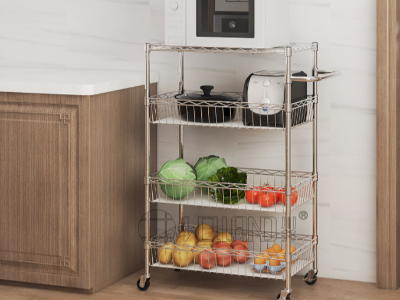 經(jīng)濟(jì)實(shí)用四層鍍鉻家居廚房推車簡(jiǎn)述