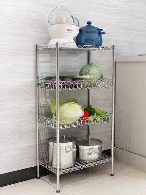 廚房置物架鍍鉻不銹鋼色線網收納架-川井WELLAND (2)