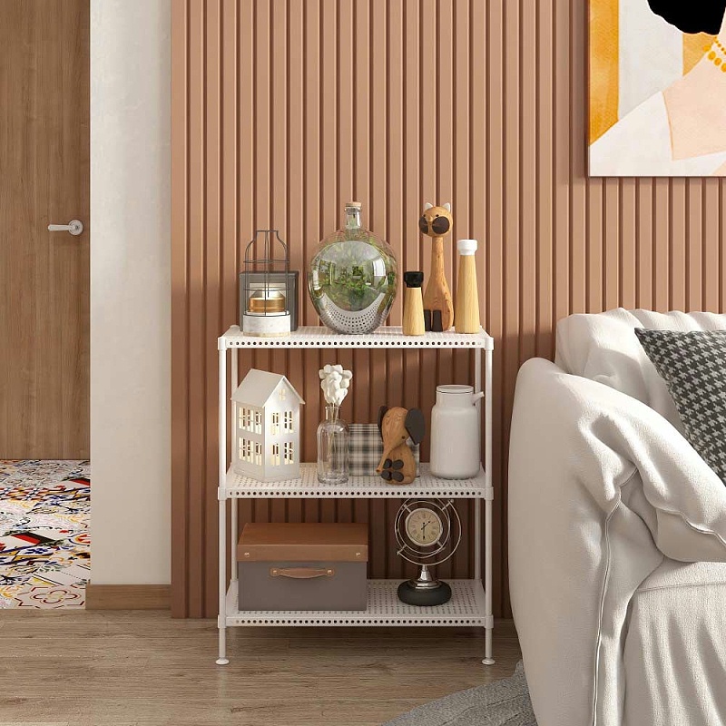 家居三層可調(diào)節(jié)穿孔金屬置物架 (2)