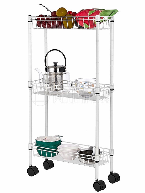 多層夾縫置物架網(wǎng)籃小車-廚房可移動縫隙小推車