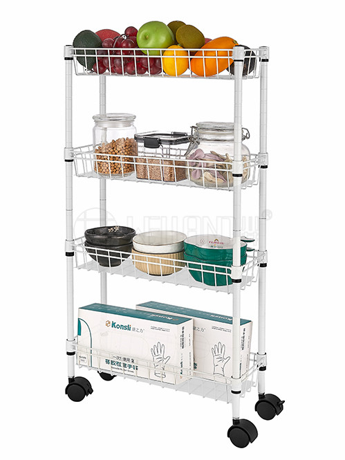 多層夾縫置物架網(wǎng)籃小車-廚房可移動縫隙小推車