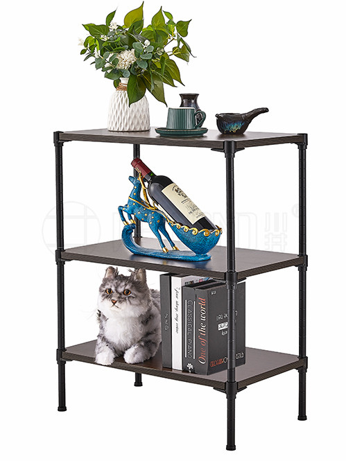 復(fù)古中古風(fēng)客廳鋼木多層收納架 簡(jiǎn)約實(shí)木木板儲(chǔ)物架