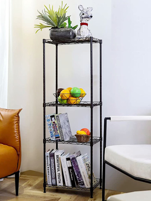 家居客廳臥室多用途收納置物架-碳鋼鐵質線網家用架子