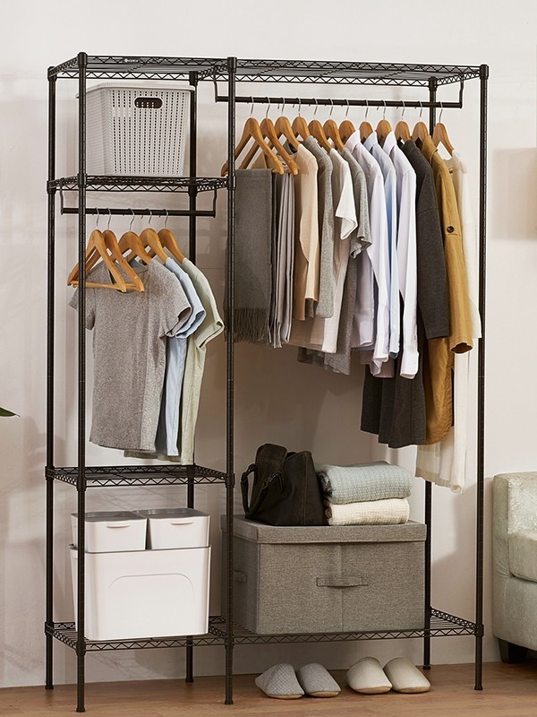 簡約黑色烤漆碳鋼衣櫥架