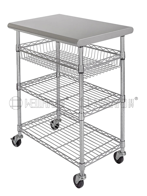 四層不銹鋼工作臺帶輪 可移動多層操作臺