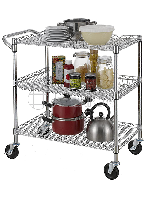 方格網(wǎng)推車(chē)送餐車(chē)-餐飲后廚小餐車(chē)手推車(chē)