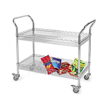 可定制_安裝簡(jiǎn)易物料手推車_倉(cāng)庫(kù)周轉(zhuǎn)車二層帶輪_電鍍鉻推車-川井（1）