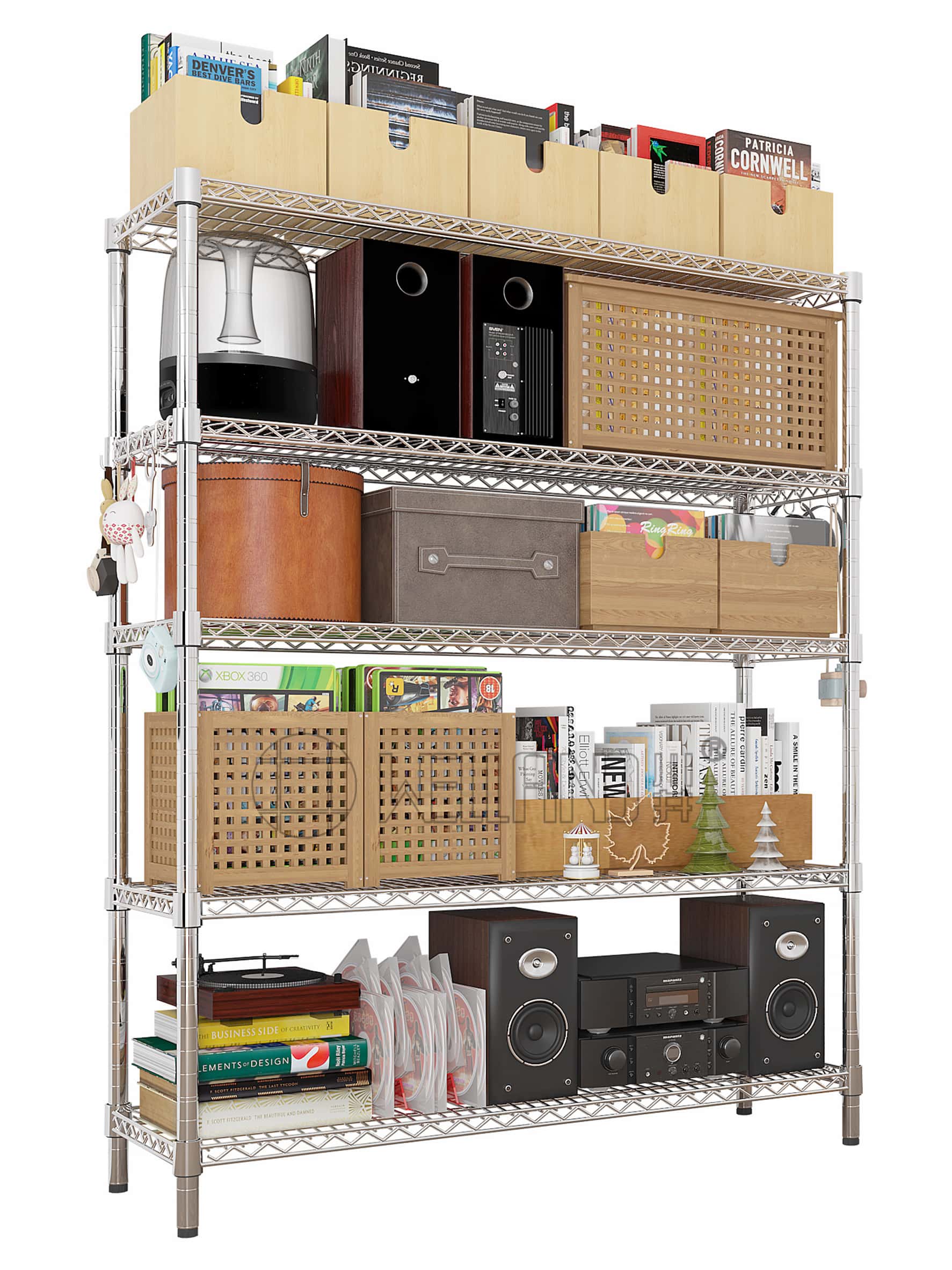 五層可調鍍鉻層架