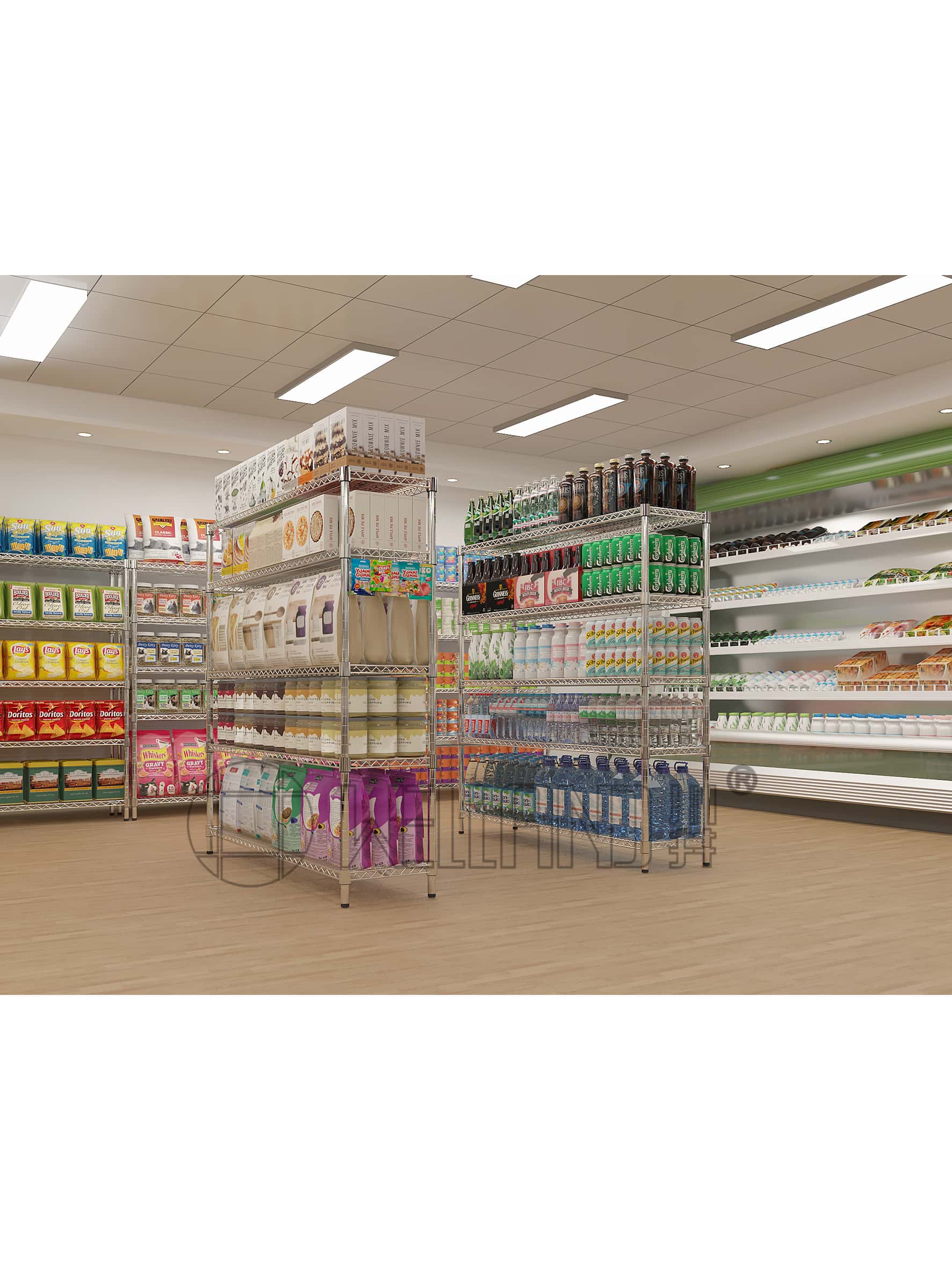 電鍍鉻可調(diào)超市展示架