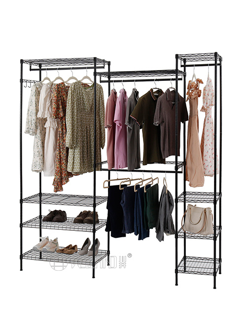 烤漆黑三列組合簡易衣櫥