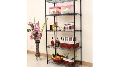 跨境電商爆款五層落地碳灰色輕型線網置物架