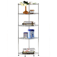 客廳廚房落地角落轉角收納架_邊角金屬線網置物架_扇形碳鋼三角儲物架