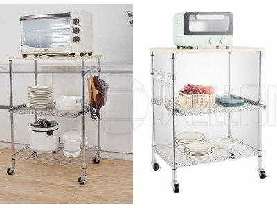 川井WELLAND-新款帶抽拉網片-家用廚房推車分享