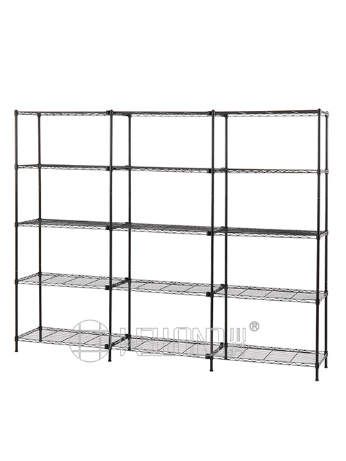 三列連排烤漆黑線網金屬置物架可拆卸-川井