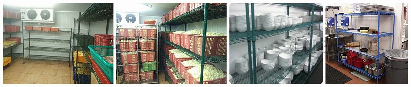 金屬線網置物貨架鍍鋅噴粉冷庫餐廚餐廳收納架-川井