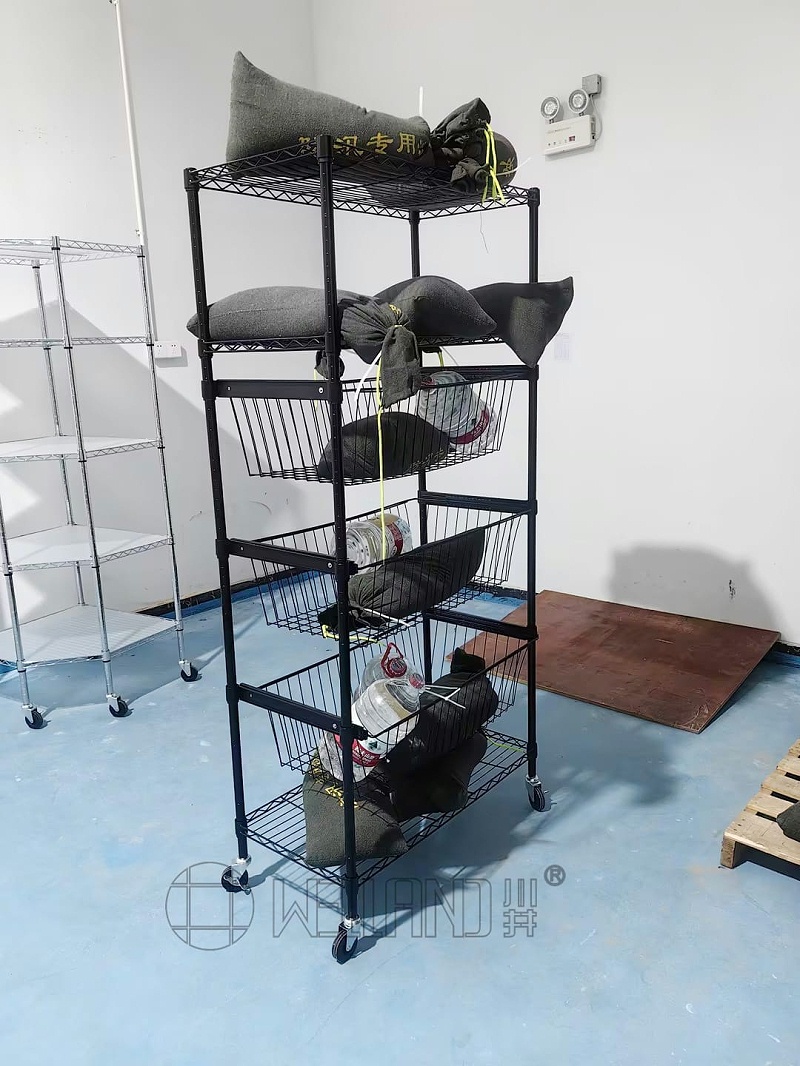 黑色噴粉拉籃架承重測試：80KG承重實力，安心收納不打折