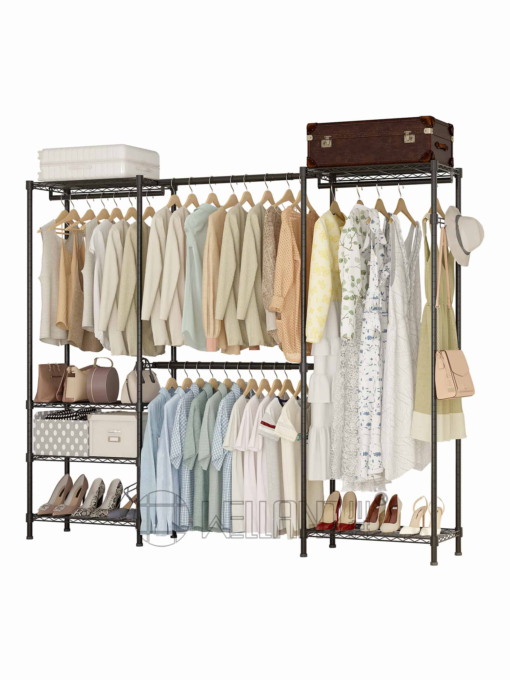 伸縮黑色碳鋼衣櫥架