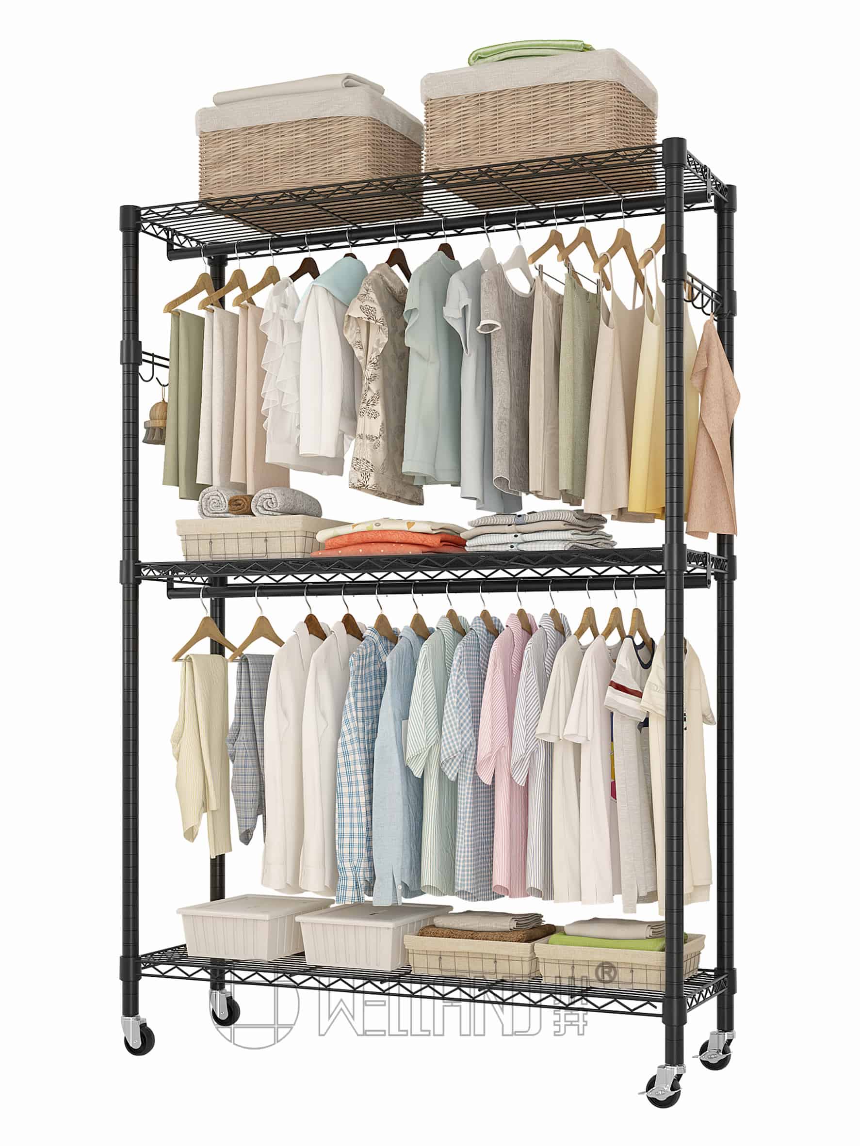 三層單列碳鋼衣櫥架