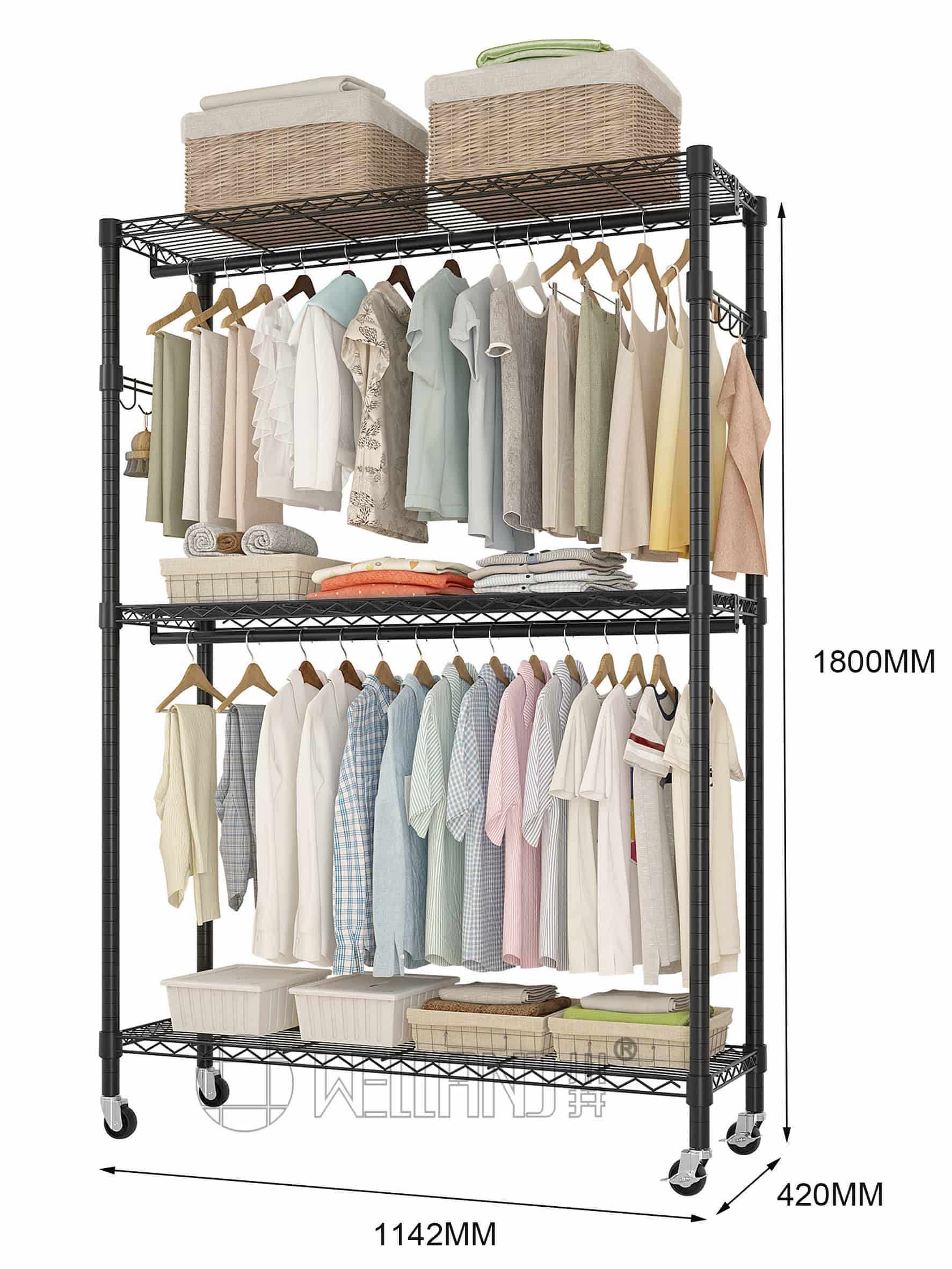 三層單列碳鋼衣櫥架