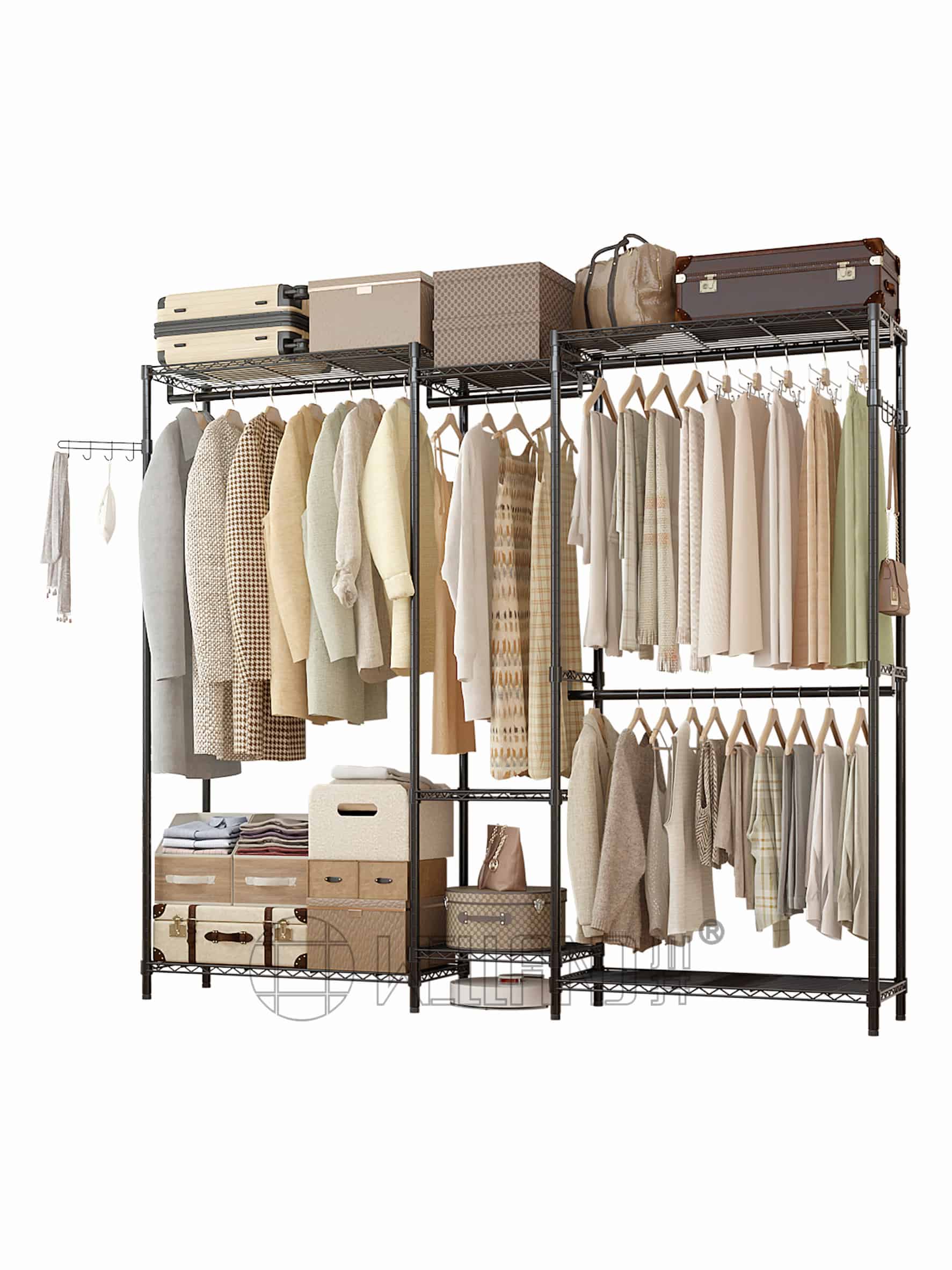 多功能組合衣櫥架（帶旋轉掛鉤）