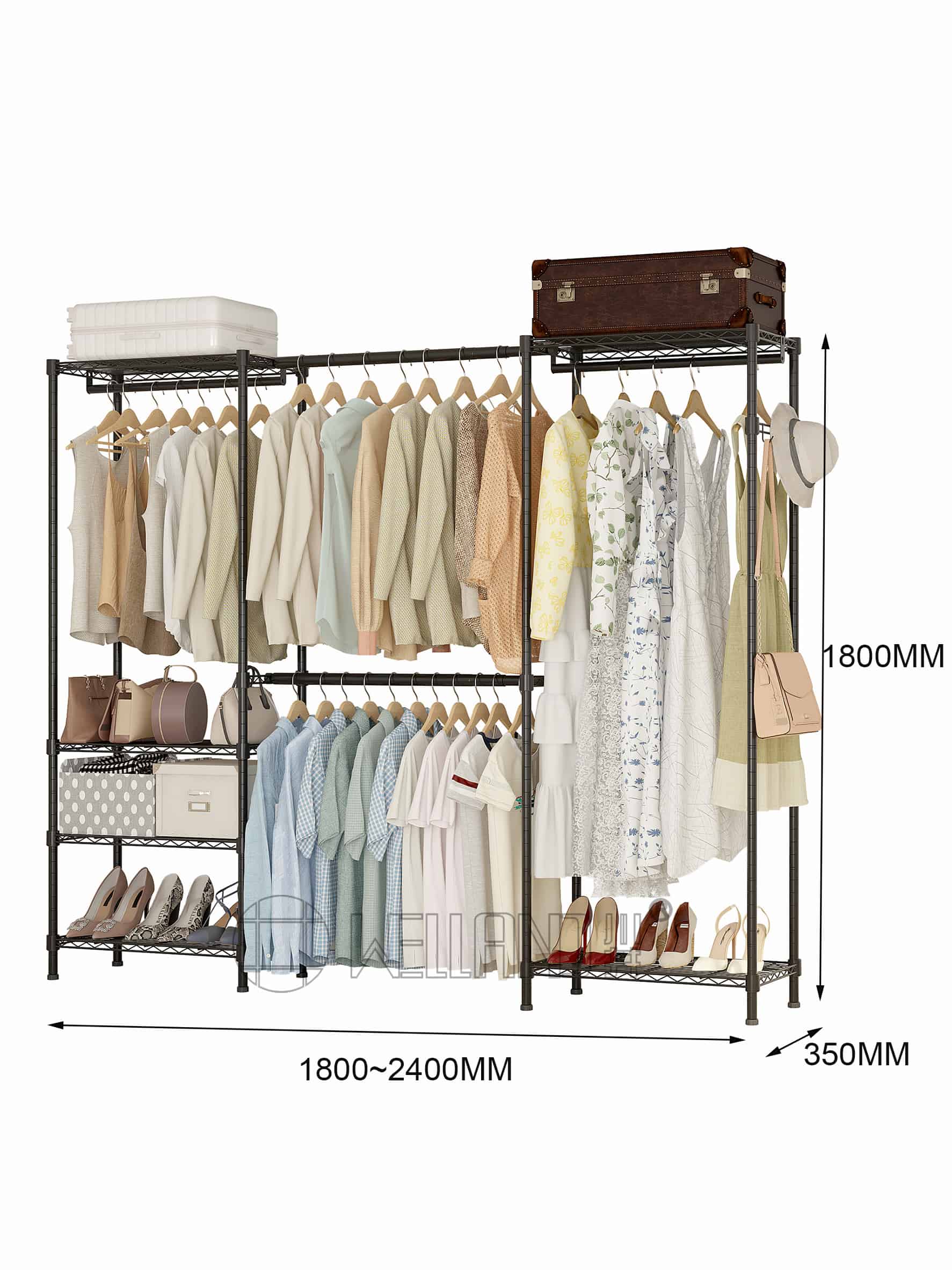 伸縮黑色碳鋼衣櫥架 伸縮黑色碳鋼衣櫥架