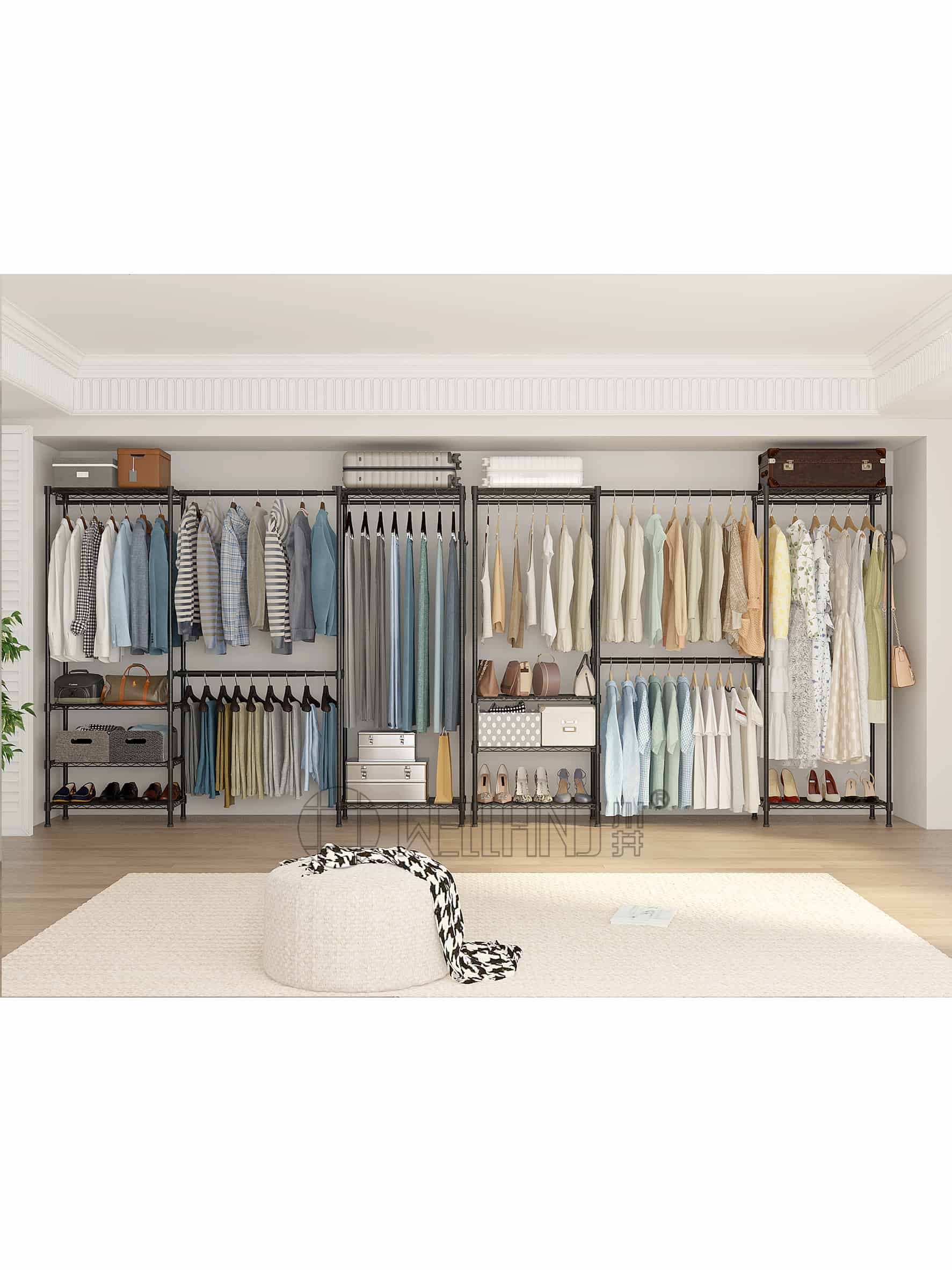 伸縮黑色碳鋼衣櫥架 伸縮黑色碳鋼衣櫥架