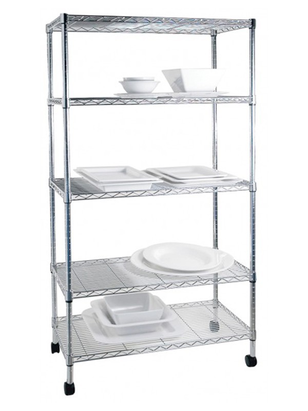 五層電鍍鉻輕型線網置物架