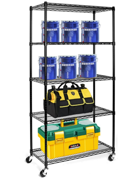 地下室車庫倉庫收納架 可移動鐵制線網置物架