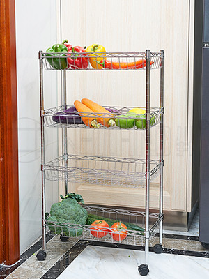 金屬鍍鉻置物架_層架組合式鐵藝網籃架