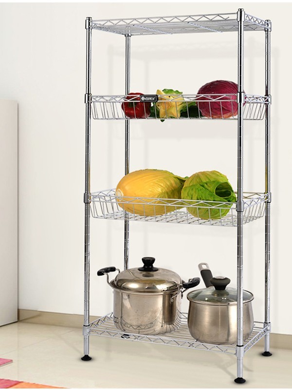 大容量四層金屬網籃置物架