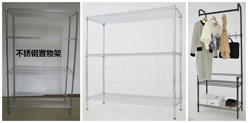 線網金屬置物架電鍍鉻貨架噴粉收納架衣櫥架-川井